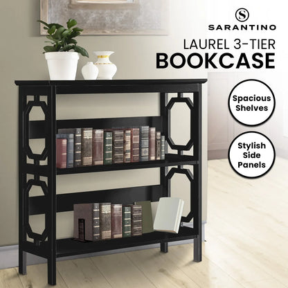 Sarantino Laurel 3-Tier Bookshelf Display Rack in Black - Mekamart Australia