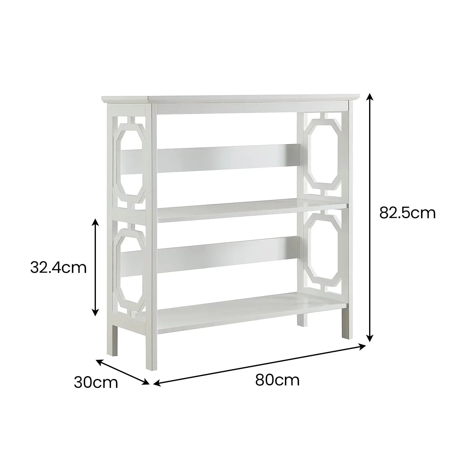 Sarantino Laurel 3-Tier Bookshelf Display Rack in White - Mekamart Australia