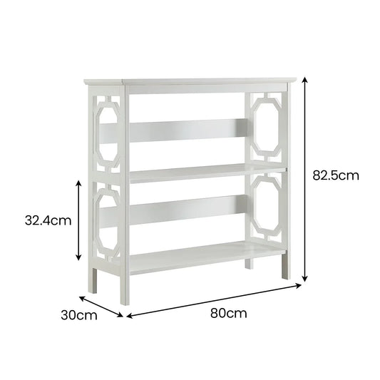 Sarantino Laurel 3-Tier Bookshelf Display Rack in White