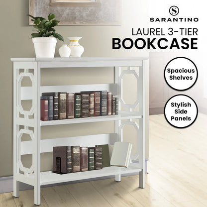 Sarantino Laurel 3-Tier Bookshelf Display Rack in White - Mekamart Australia