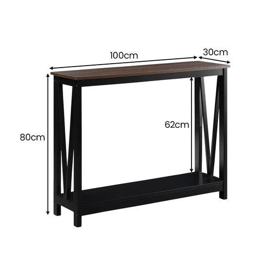 Sarantino Cielo 2-Tier Console Table Dark Walnut