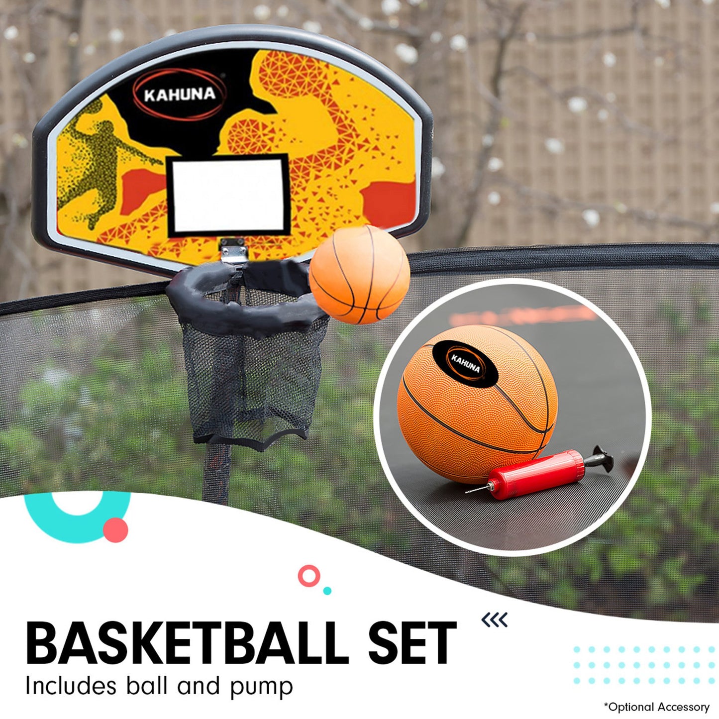 Kahuna 6 Ft X 9 Ft Rectangular Outdoor Trampoline With Basketball Set - Orange