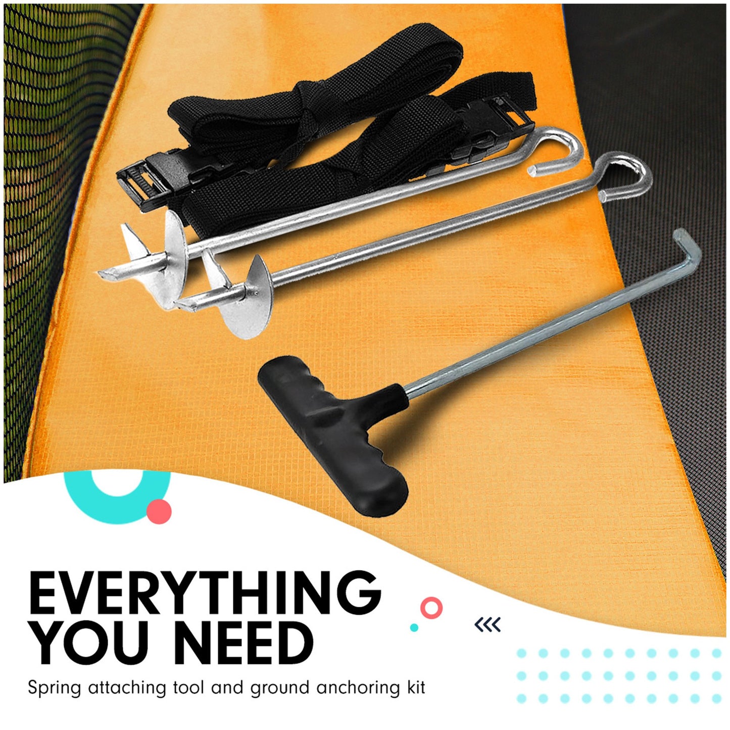 Kahuna 6 Ft X 9 Ft Rectangular Outdoor Trampoline With LED Basketball Set Orange