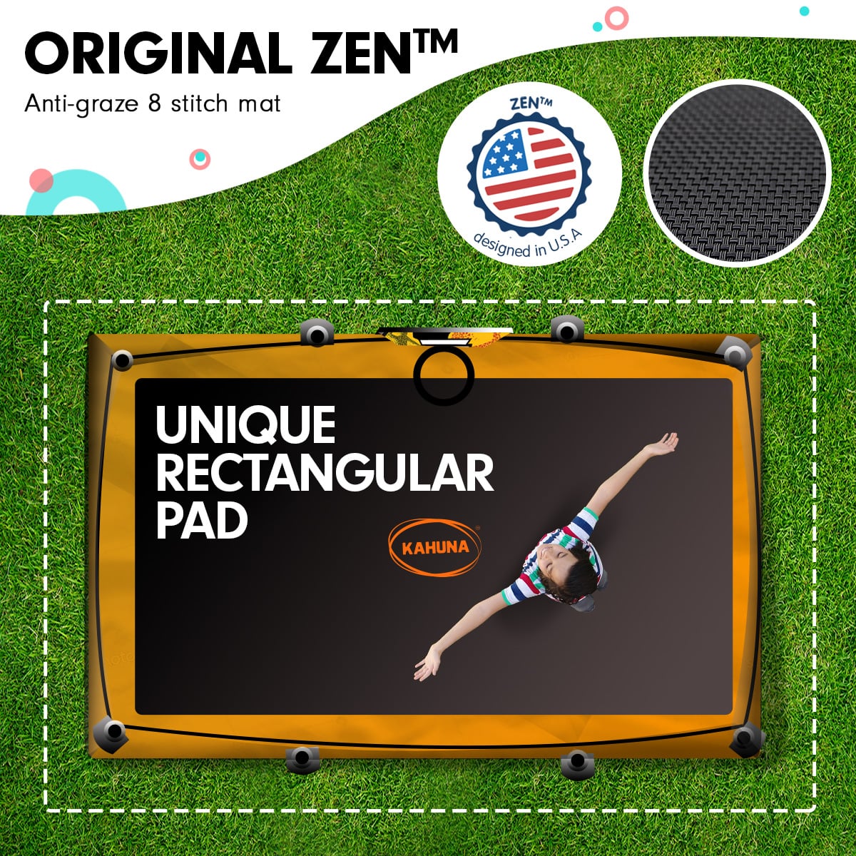 Kahuna Rectangular Trampoline 6x9ft with L.E.D BB Set Rainbow