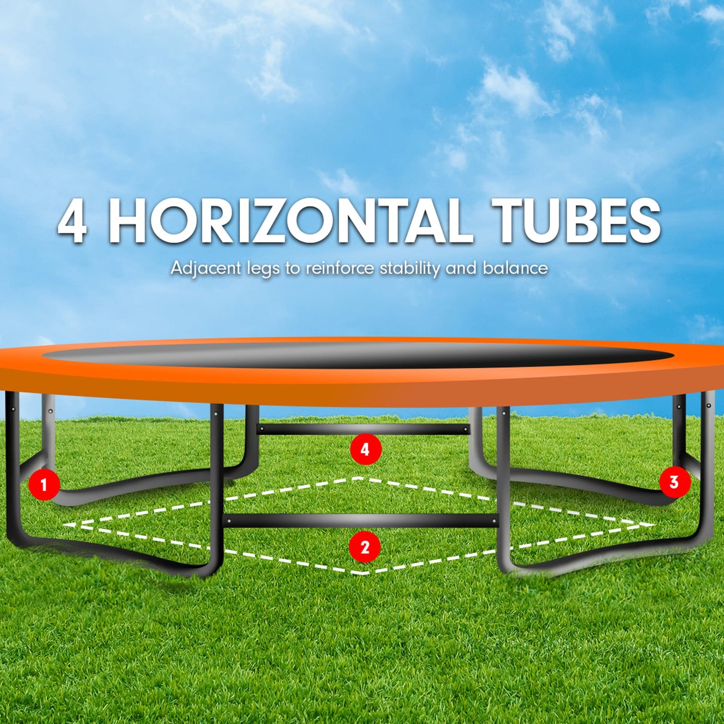 Kahuna Rectangular Trampoline 6x9ft with L.E.D BB Set Rainbow