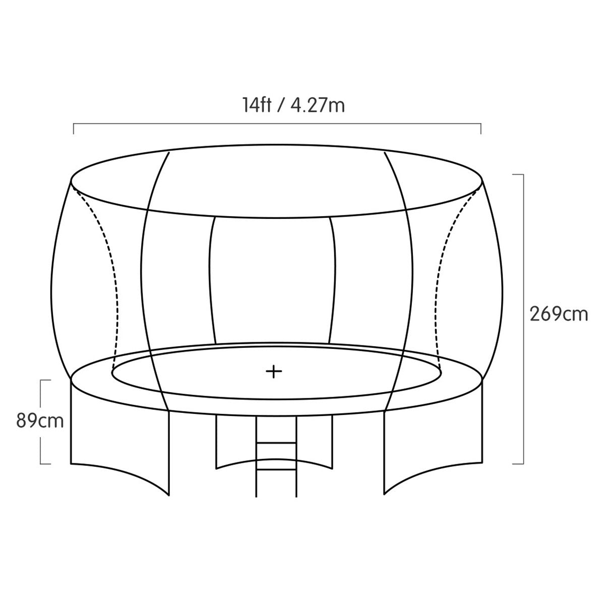 Kahuna 14ft Outdoor Trampoline Kids Children With Safety Enclosure Pad Mat Ladder Basketball Hoop Set - Purple