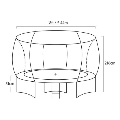 Kahuna 8ft Twister Springless Trampoline Round Free Safety Net Pad Mat with Basket Ball Set Orange
