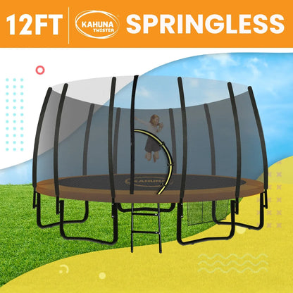 Kahuna Twister 12ft Springless Trampoline Outdoor Mat Pad Net Ladder - Mekamart Australia