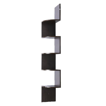 Sarantino 5 Tier Corner Wall Shelf Display Shelves Dvd Book Storage Rack Floating Mounted - Dark Brown - Mekamart Australia