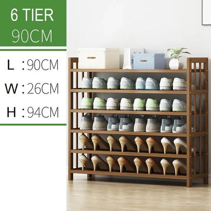 6 Tier Tower Bamboo Wooden Shoe Rack Corner Shelf Stand Storage Organizer - Mekamart Australia