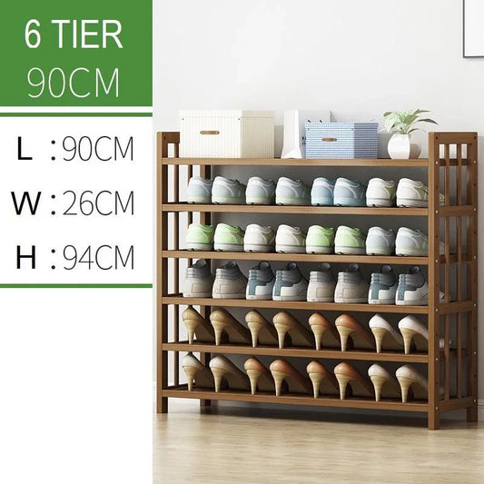 6 Tier Tower Bamboo Wooden Shoe Rack Corner Shelf Stand Storage Organizer - Mekamart Australia