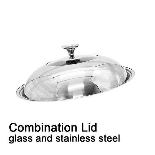 304 Stainless Steel 32cm Non-Stick Stir Fry Cooking Kitchen Wok Pan with Lid Honeycomb Double Sided - Mekamart Australia