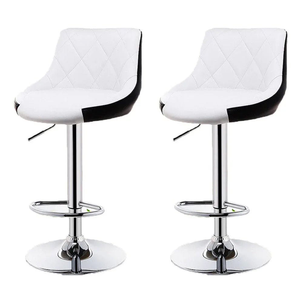 Bar Stools Kitchen Bar Stool Leather Barstools Swivel Gas Lift Counter Chairs x2 BS8403 White - Mekamart Australia