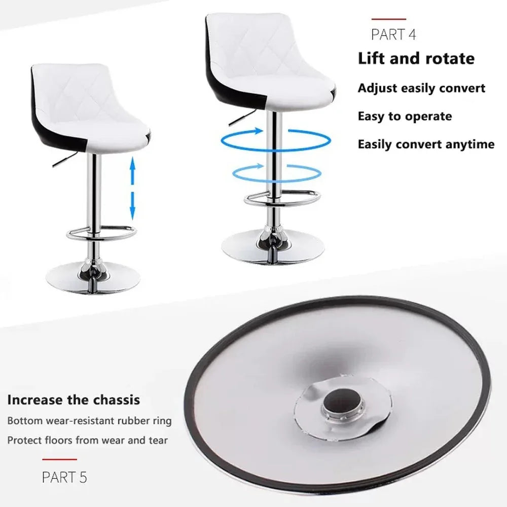 Bar Stools Kitchen Bar Stool Leather Barstools Swivel Gas Lift Counter Chairs x2 BS8403 White - Mekamart Australia