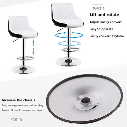 Bar Stools Kitchen Bar Stool Leather Barstools Swivel Gas Lift Counter Chairs x2 BS8403 White - Mekamart Australia