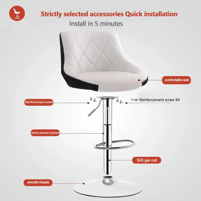 Bar Stools Kitchen Bar Stool Leather Barstools Swivel Gas Lift Counter Chairs x2 BS8403 White - Mekamart Australia