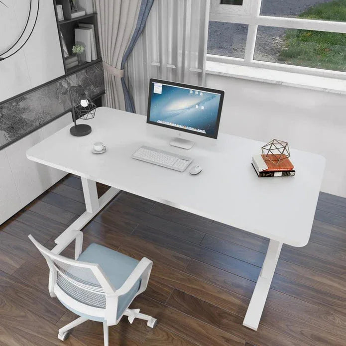 AMZ Electric Height Adjustable Standing Desk 120x60cm Sit Stand Desk Top for Home Office (White Frame + White Desktop) - Mekamart Australia