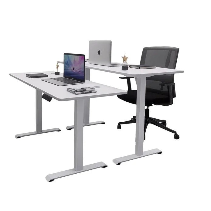 AMZ Electric Height Adjustable Standing Desk 120x60cm Sit Stand Desk Top for Home Office (White Frame + White Desktop) - Mekamart Australia