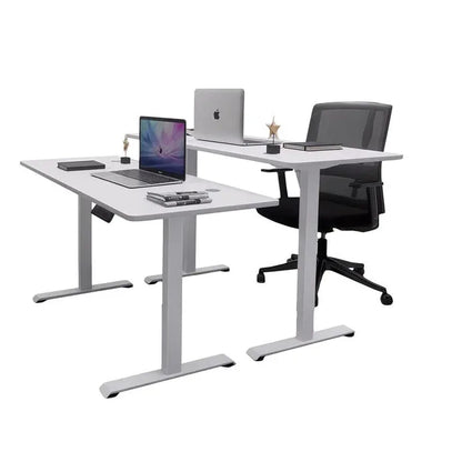 AMZ Electric Height Adjustable Standing Desk 120x60cm Sit Stand Desk Top for Home Office (White Frame + White Desktop) - Mekamart Australia
