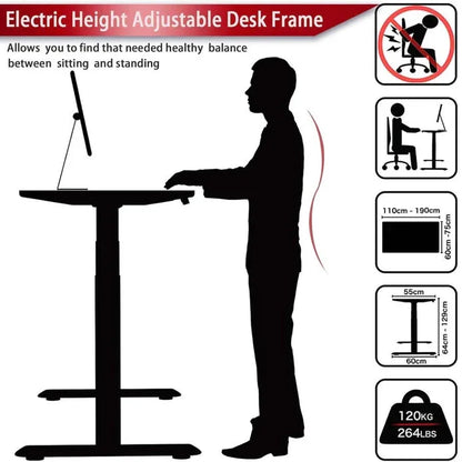 AMZ Electric Height Adjustable Standing Desk 120x60cm Sit Stand Desk Top for Home Office (White Frame + White Desktop) - Mekamart Australia