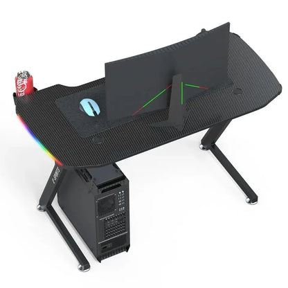 120cm New Arrive Computer Table Z Shaped Gaming Desk With RGB Led Lights Gaming Tables - Mekamart Australia