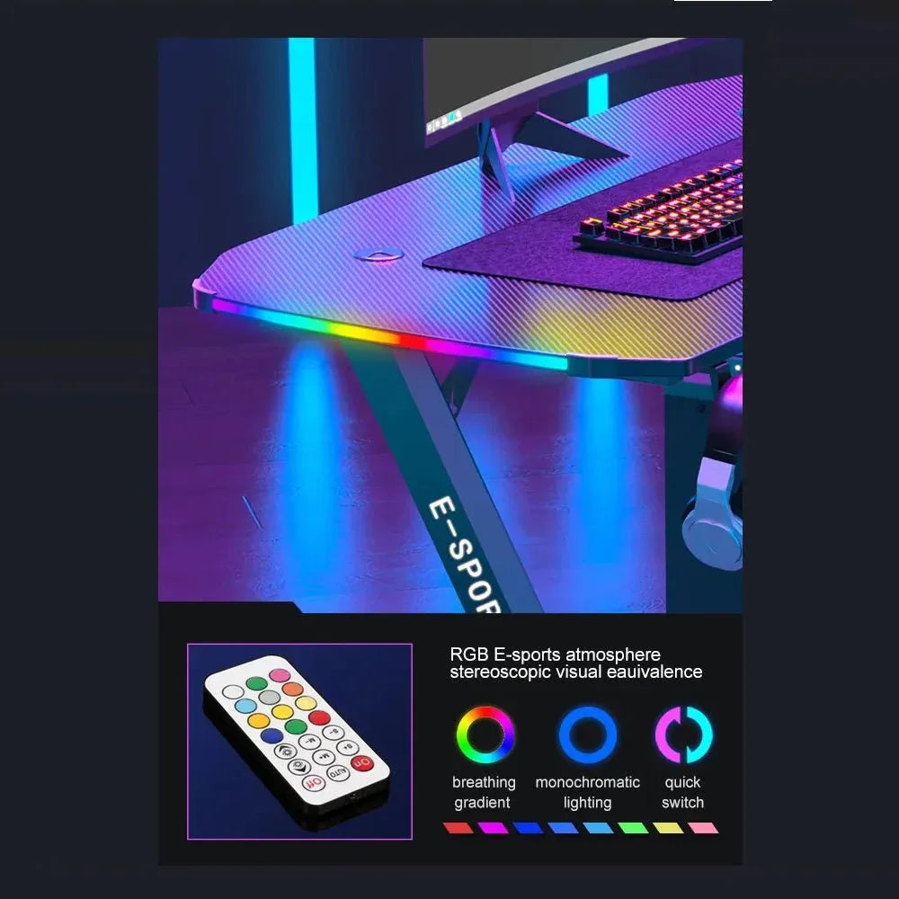 120cm New Arrive Computer Table Z Shaped Gaming Desk With RGB Led Lights Gaming Tables - Mekamart Australia