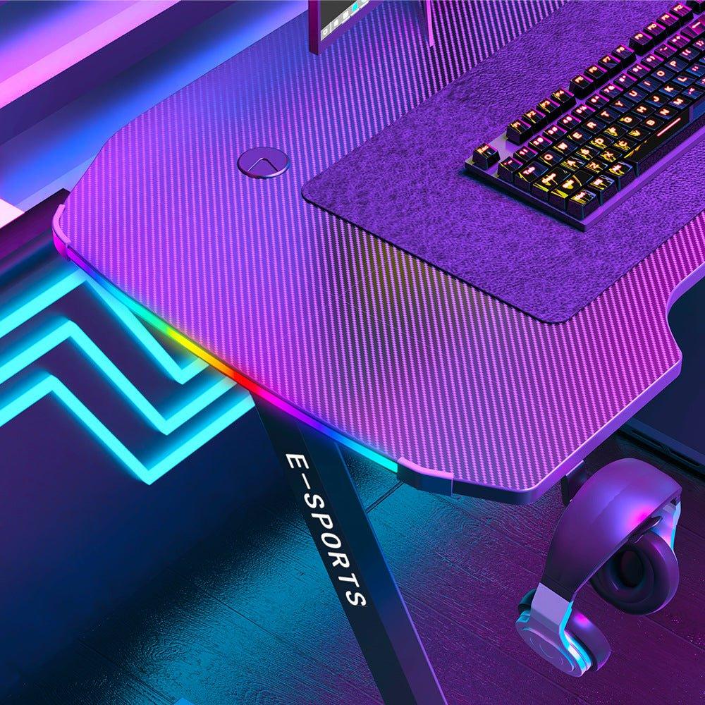 120cm New Arrive Computer Table Z Shaped Gaming Desk With RGB Led Lights Gaming Tables - Mekamart Australia
