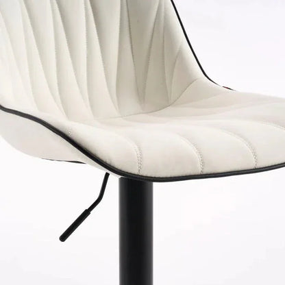 SERENITà White Modern Height Adjustable Swivel Bar Stools Upholstered Leather Barstool Kitchen Island Chairs with Metal Frame (Set of 2) - Mekamart Australia