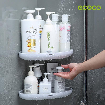 Ecoco Bathroom Corner Shower Shelf Corner Shower Caddy Shower Storage Organizer Wall Mounted for Bathroom, Kitchen, Toilet Grey - Mekamart Australia