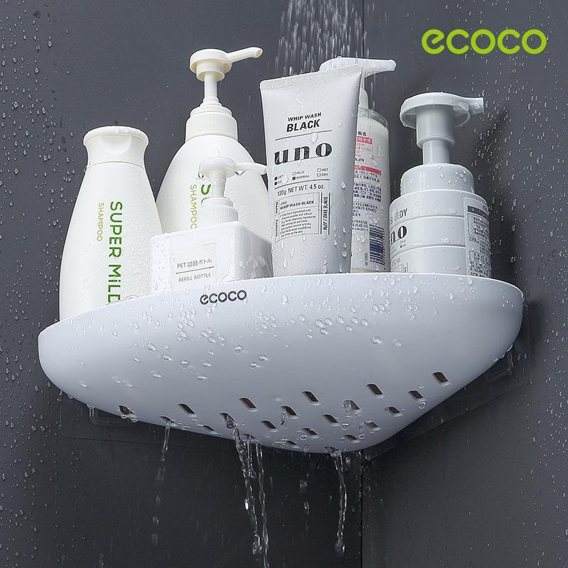 Ecoco Bathroom Corner Shower Shelf Corner Shower Caddy Shower Storage Organizer Wall Mounted for Bathroom, Kitchen, Toilet Grey - Mekamart Australia