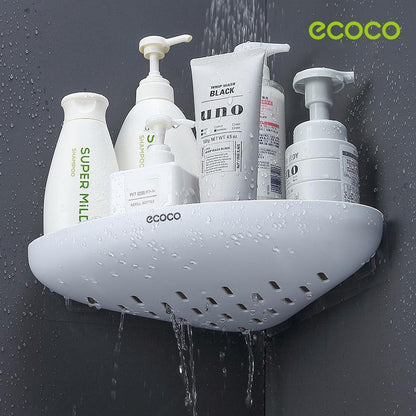 Ecoco Bathroom Corner Shower Shelf Corner Shower Caddy Shower Storage Organizer Wall Mounted for Bathroom, Kitchen, Toilet Grey - Mekamart Australia