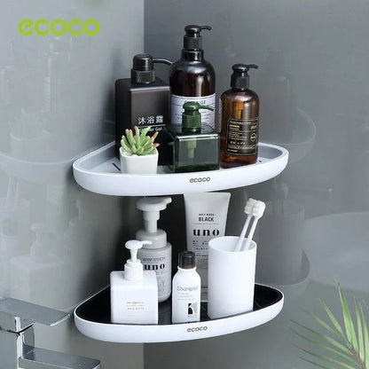 Ecoco Bathroom Corner Shower Shelf Corner Shower Caddy Shower Storage Organizer Wall Mounted for Bathroom, Kitchen, Toilet Grey - Mekamart Australia