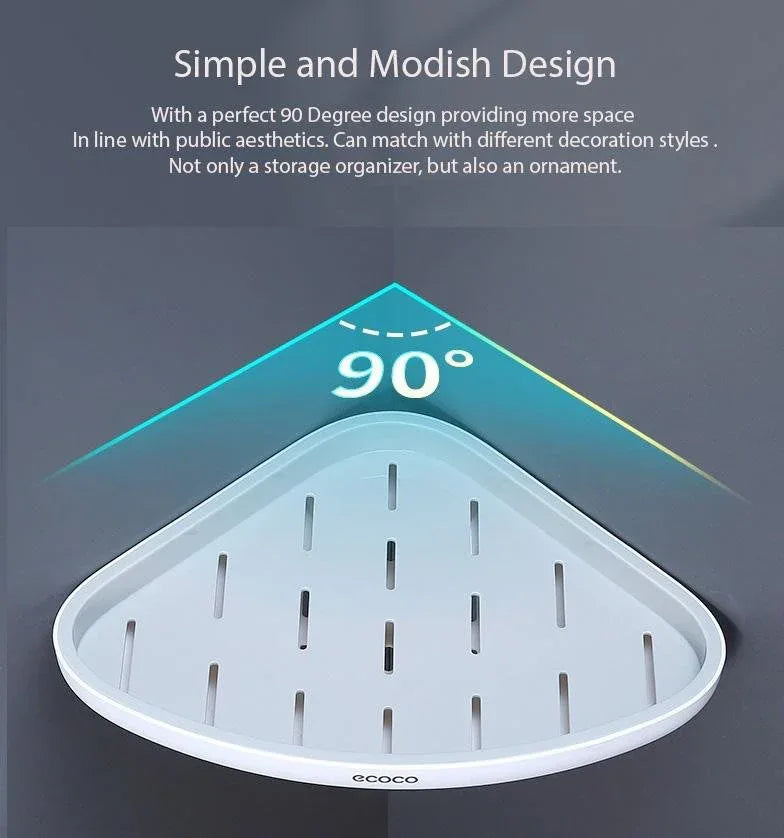 Ecoco Bathroom Corner Shower Shelf Corner Shower Caddy Shower Storage Organizer Wall Mounted for Bathroom, Kitchen, Toilet Grey - Mekamart Australia