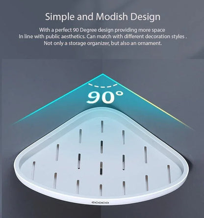 Ecoco Bathroom Corner Shower Shelf Corner Shower Caddy Shower Storage Organizer Wall Mounted for Bathroom, Kitchen, Toilet Grey - Mekamart Australia