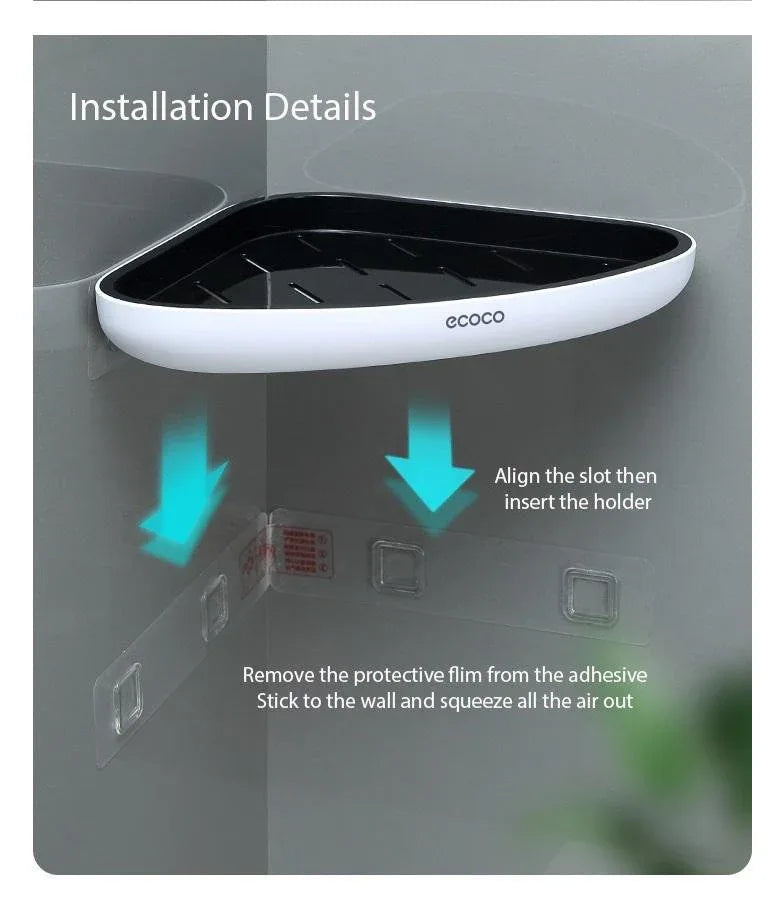 Ecoco Bathroom Corner Shower Shelf Corner Shower Caddy Shower Storage Organizer Wall Mounted for Bathroom, Kitchen, Toilet Grey - Mekamart Australia