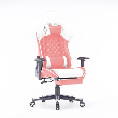 Gaming Chair Ergonomic Racing chair 165° Reclining Gaming Seat 3D Armrest Footrest Pink White - Mekamart Australia