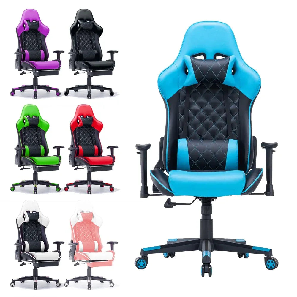 Gaming Chair Ergonomic Racing chair 165° Reclining Gaming Seat 3D Armrest Footrest Pink White - Mekamart Australia