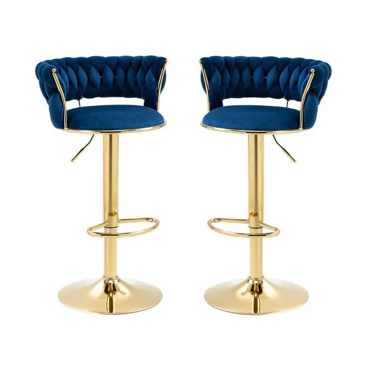 SERENITà Blue Velvet Seat Kitchen Breakfast Bar Stools Counter Height Barstools with Back Cushioned Chairs for Home Bar x2 - Mekamart Australia