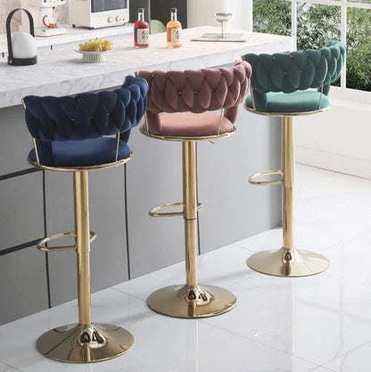 SERENITà Blue Velvet Seat Kitchen Breakfast Bar Stools Counter Height Barstools with Back Cushioned Chairs for Home Bar x2 - Mekamart Australia