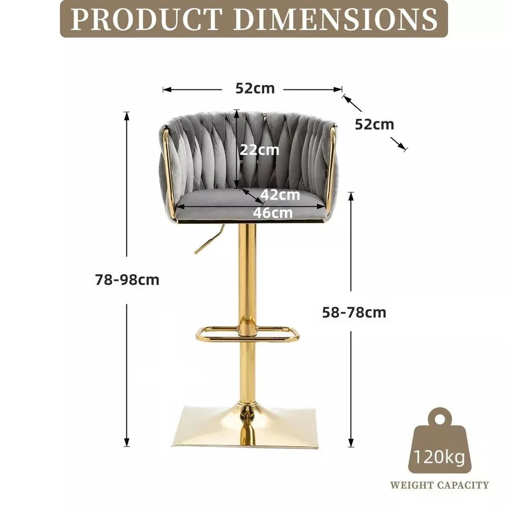 SERENITà Modern Velvet Breakfast Bar Stools Swivel Barstools Adjustable Counter Stools with Backrest Set of 2 Grey - Mekamart Australia