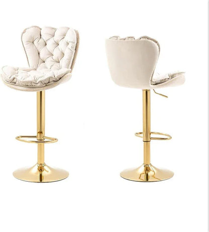SERENITà Swivel Bar Stools Set of 2 Counter Height Barstools with Back Velvet Upholstered Adjustable Stool Chair Min Century Modern Bar Stool for Kitchen Island (Ivory) - Mekamart Australia