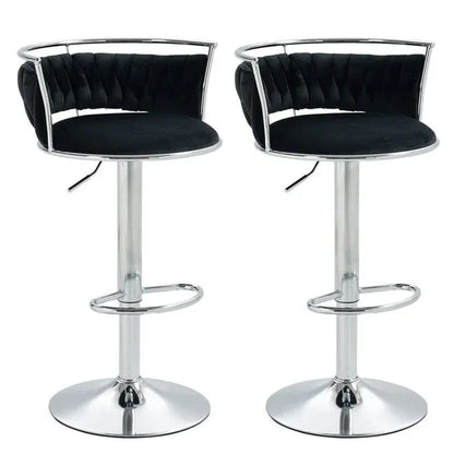 SERENITà Silver Swivel Upholstered Velvet Adjustable Height Counter Stool with Metal Frame Black (Set of 2) - Mekamart Australia