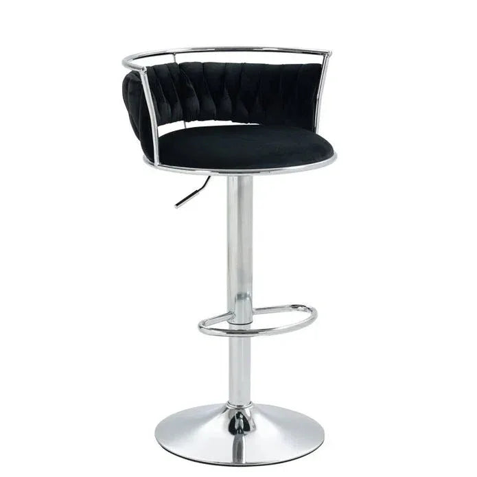 SERENITà Silver Swivel Upholstered Velvet Adjustable Height Counter Stool with Metal Frame Black (Set of 2) - Mekamart Australia