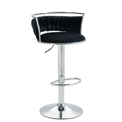 SERENITà Silver Swivel Upholstered Velvet Adjustable Height Counter Stool with Metal Frame Black (Set of 2) - Mekamart Australia