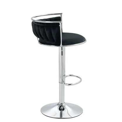 SERENITà Silver Swivel Upholstered Velvet Adjustable Height Counter Stool with Metal Frame Black (Set of 2) - Mekamart Australia