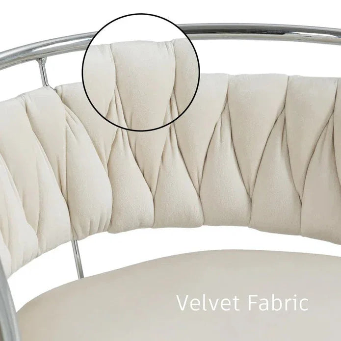 SERENITà Silver Swivel Upholstered Velvet Adjustable Height Counter Stool with Metal Frame White (Set of 2) - Mekamart Australia