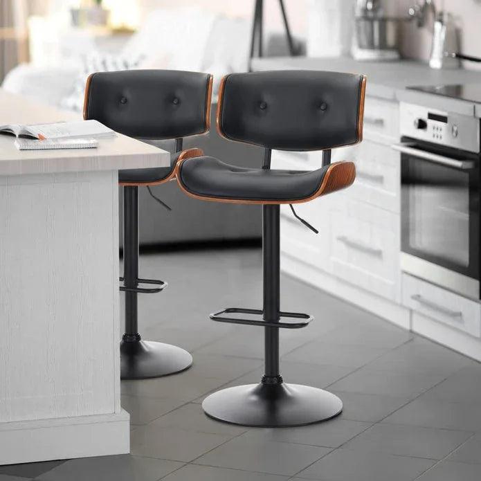 SERENITà European Wooden Black Modern Bar Stools Swivel Bar Stool Chair Counter Height Bar(Black)stool with 360 Degree Swivel Seat - Mekamart Australia