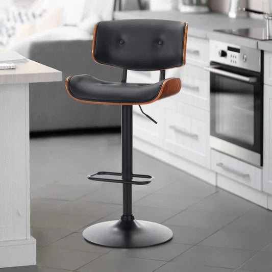 SERENITà European Wooden Black Modern Bar Stools Swivel Bar Stool Chair Counter Height Bar(Black)stool with 360 Degree Swivel Seat - Mekamart Australia