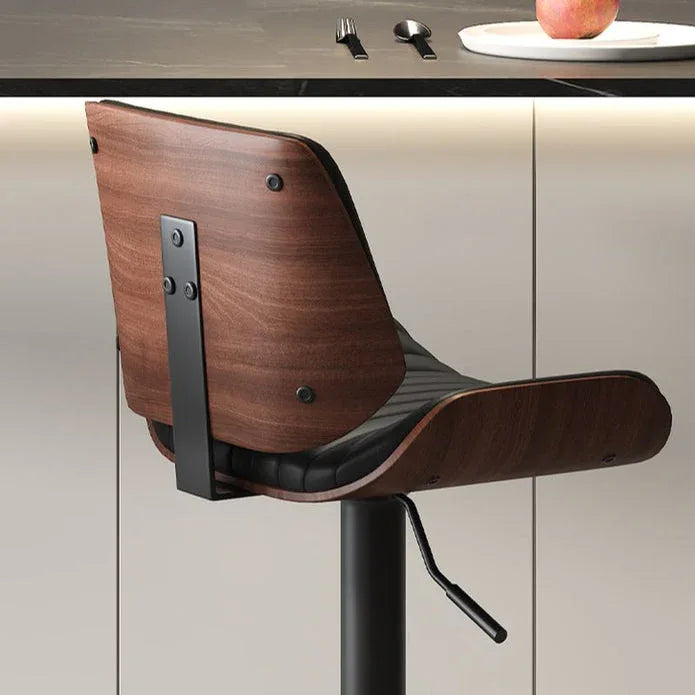 SERENITà European Wooden Modern Bar Stools Bistro Stool with Rotating and Aerodynamic Multi-levelled(Black) - Mekamart Australia