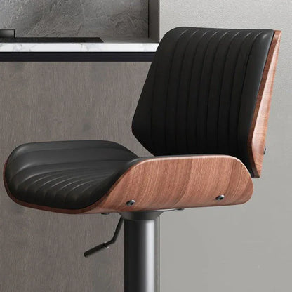 SERENITà European Wooden Modern Bar Stools Bistro Stool with Rotating and Aerodynamic Multi-levelled(Black) - Mekamart Australia